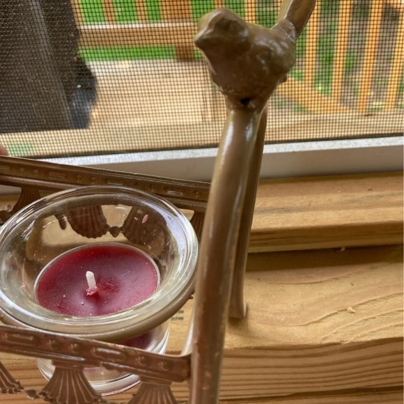 Perched Birds 3 Tea Candle Holder Metal Frame Rack Centerpiece 10 x 5.6 x 6 in - Picture 5 of 8